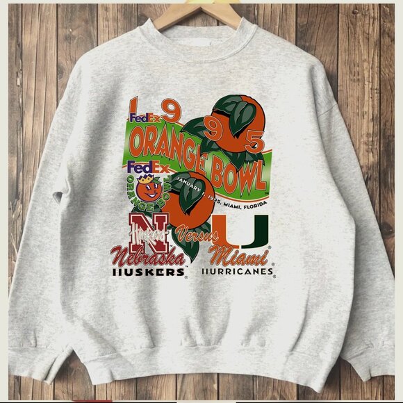 Vintage Nebraska Cornhuskers Miami Hurricanes 1995 Orange Bowl Football Shirts - Picture 1 of 2